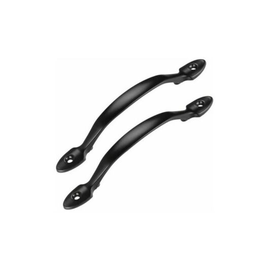 Dewdat - 2 Pcs Black Door Handle with Screws, Stainless Steel Interior Door Handle, Cabinet Door Handle, Shed Handle, Garage Door Handle, Wooden