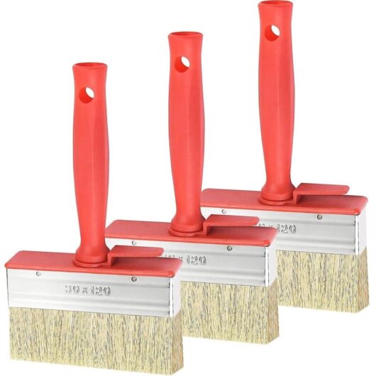 Fence Brush Flat Brush 30 x 120mm Plastic Handle Brushes Stain Brush for Garden Fence Shed and Wood Fence 3pcs