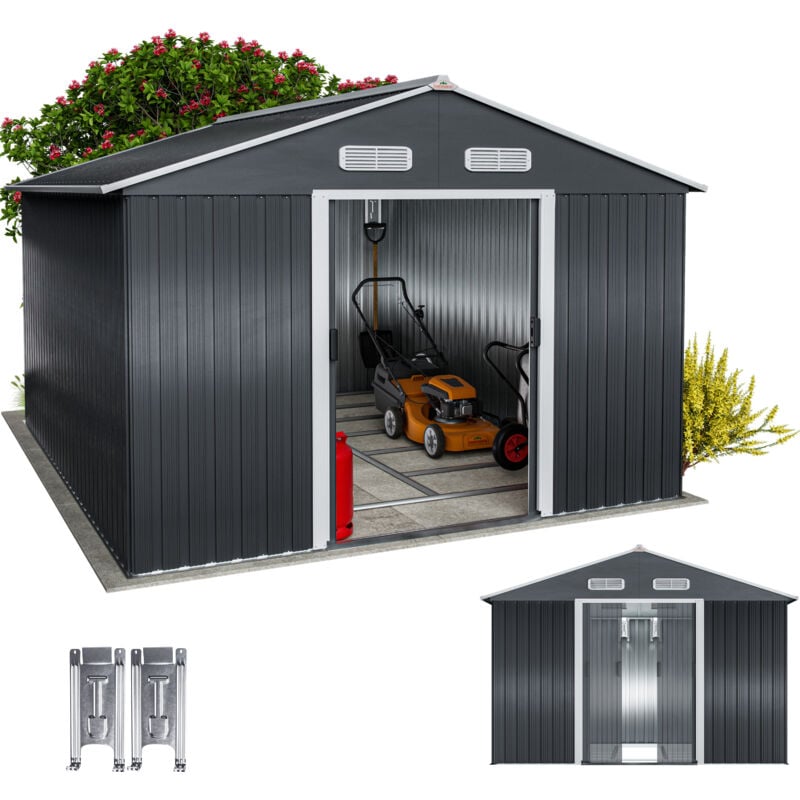 Gardebruk - Deuba Metal Shed 8.5x10.2ft Outdoor Garden Storage W/Sliding Door Anthracite