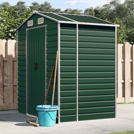 Garden Shed Green 191x130x198 cm Galvanised Steel Vidaxl