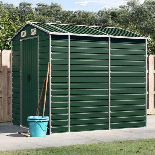 Garden Shed Green 191x215x198 cm Galvanised Steel vidaXL