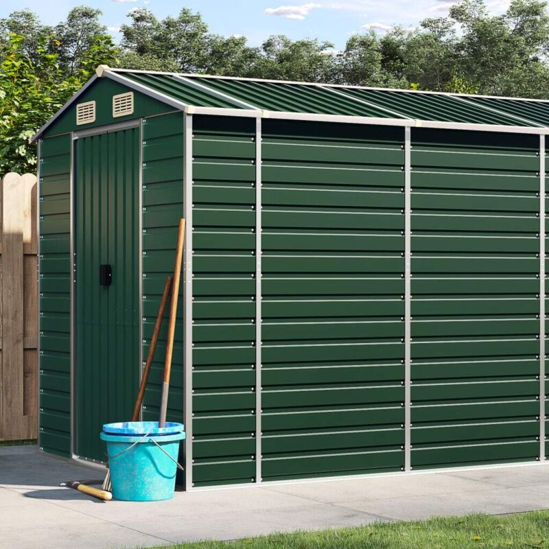 Garden Shed Green 191x810x198 cm Galvanised Steel Vidaxl