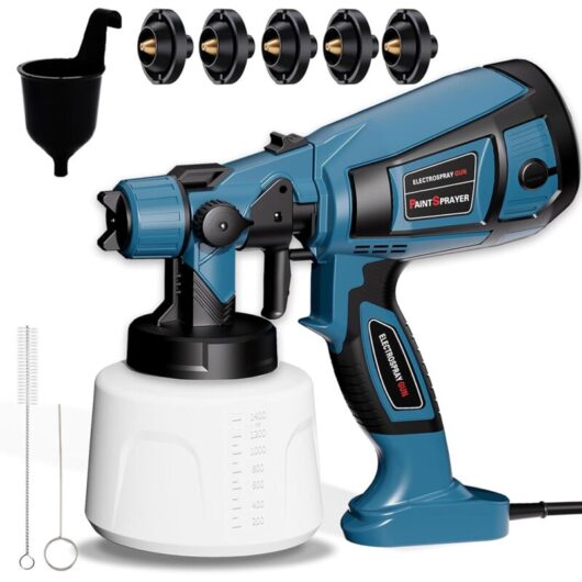Ikodm - 800W Paint Sprayer, hvlp Electric Paint Sprayer with 1400ML Tank, Fence Paint Sprayers with 5 Nozzles and 3 Patterns for Cabinets, Garden