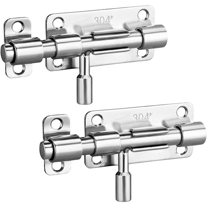 Ikodm - Pack 3 Inch Stainless Steel Door Locks for Bathrooms, Sheds and Bedrooms