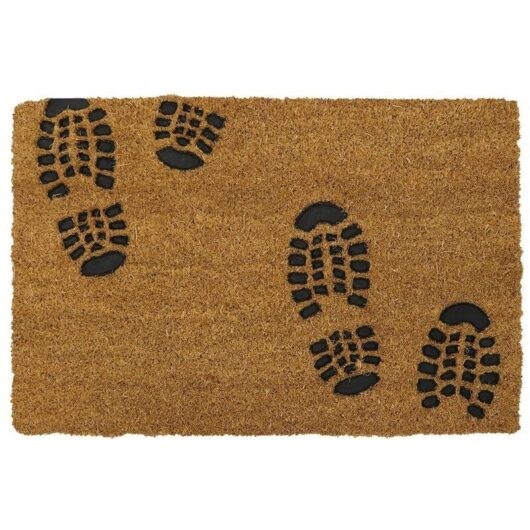 JVL - Rubber Embossed pvc Backed Coir Doormat, 40x60cm, Foot Prints