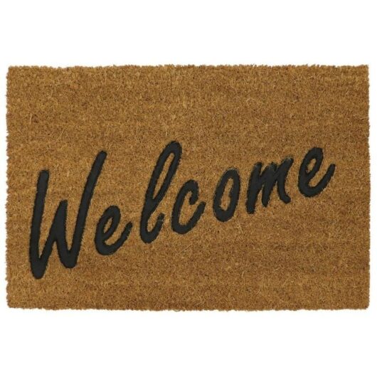 JVL - Rubber Embossed pvc Backed Coir Doormat, 40x60cm, Welcome