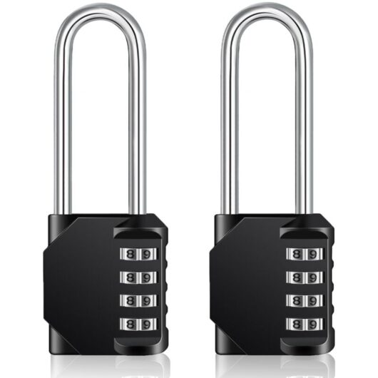 Long Code Padlock for Outdoor Gates, Garden Sheds, Large 4-Digit Code Padlock for Sports Lockers, Colleges, Schools, Combination Lock (2 Pieces,