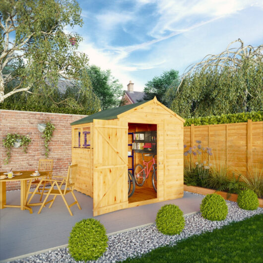 Mercia Woodsman 8' 2" x 6' 2" Apex Shed - Premium Dip Treated Shiplap - Styrene Windows