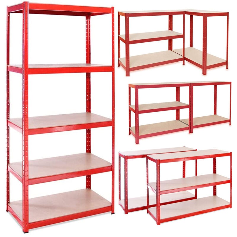 Metal Storage Shelve 5-Tier Black Adjustable Storage Shelves Heavy Duty Metal Shelves Storage Boltless Rack 875KG Capacity (175KG Per Shelf) for