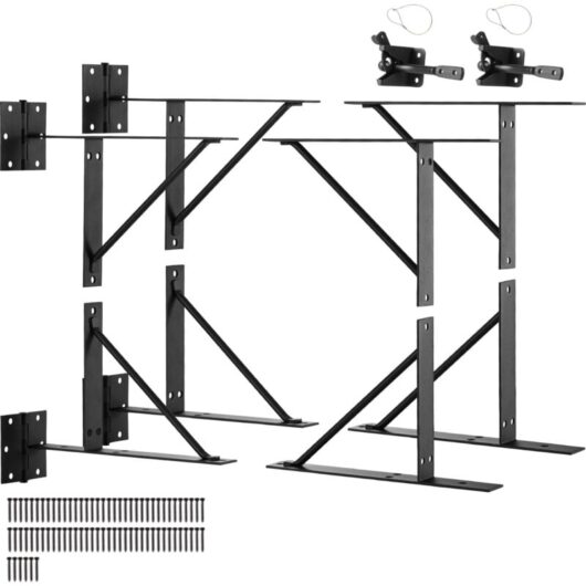 Mophorn Gate Corner Brace Bracket Kit, 2 Sets, Anti-Sag Frame Hardware, Latch Lock & Screws for Shed, Corral, Driveway, Stable Gates, Iron, Black