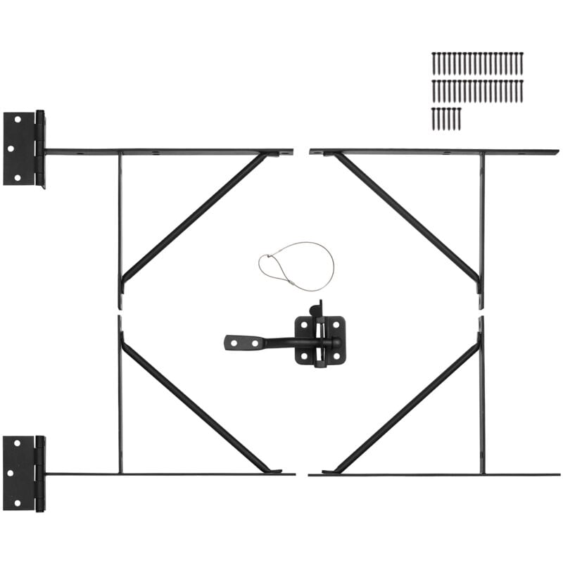 Mophorn - Gate Corner Brace Bracket Kit, Anti-Sag Gate Frame Hardware, Latch Lock & Rope for Shed, Corral, Driveway, Stable Gates, Iron, Black
