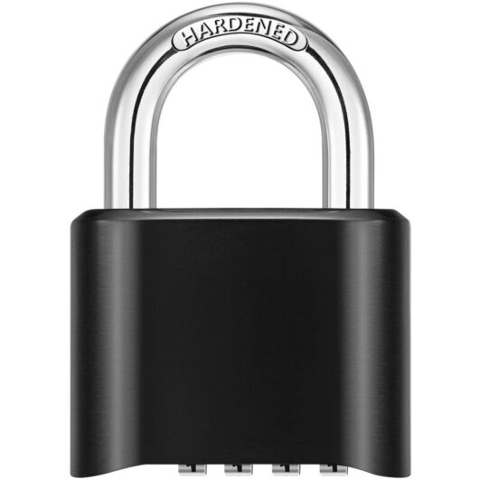 Outdoor combination lock, concealed combination design, weatherproof and resettable, high security, suitable for shed fences and lockers.