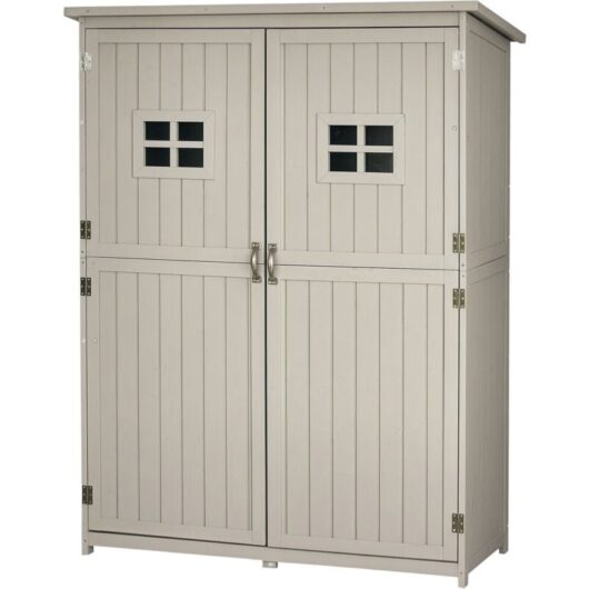 Outsunny - Wooden Garden Shed Tool Storage Cabinet Double Door Shelf Grey