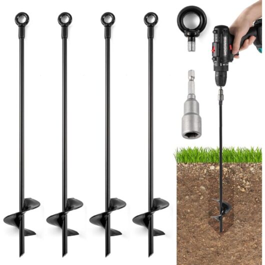 Pack Trampoline Ground Anchors, Spiral Ground Anchors for Trampolines, Camping, Sheds, Canopies, Metal Trampoline Anchor Kit, High Wind Resistant