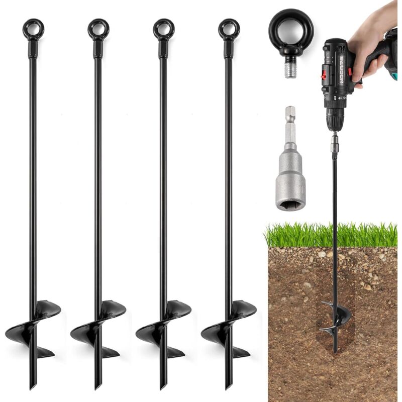 Pack Trampoline Ground Anchors, Spiral Ground Anchors for Trampolines, Camping, Sheds, Canopies, Metal Trampoline Anchor Kit, High Wind Resistant