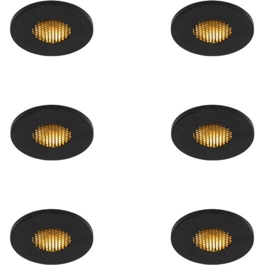 Set of 6 Modern Bathroom Recessed Spotlights Black IP54 - Shed Honey