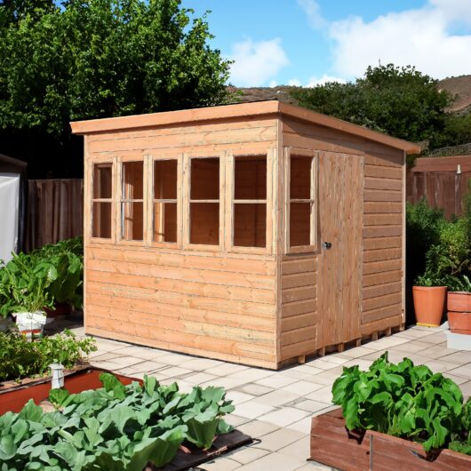 Shire Sun 8' 5" x 6' 5" Pent Potting Shed - Premium Dip Treated Shiplap