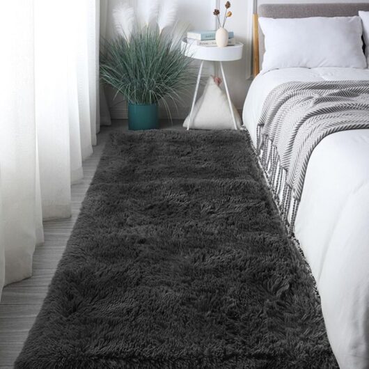 Supernic Fluffy Area Rug Homeware Rugs Living Room Anti Slip Super Soft Thick Pile Fluffy Shaggy Rug Non Shedding (80x300cm Black)