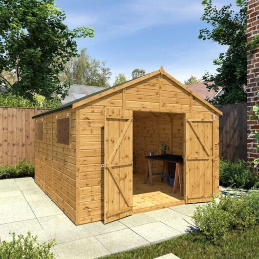 Waltons - 12 x 10 Feet Premium Shiplap Apex Workshop - Timber - L367.8 x W322.7 x H252.4 cm - Brown