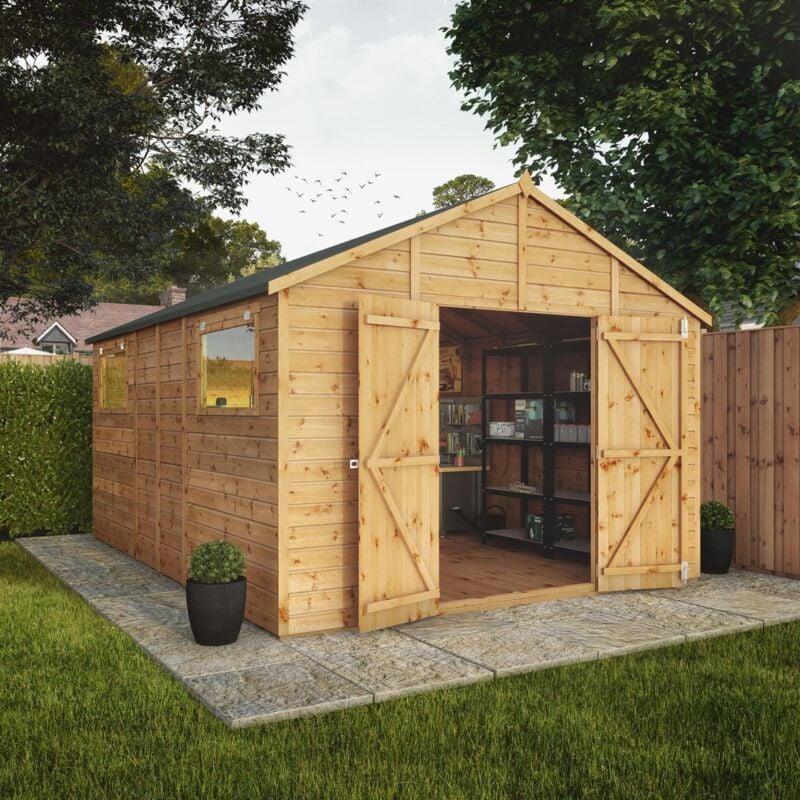 Waltons - 14 x 10 Feet Premium Shiplap Apex Workshop - Timber - L427.4 x W322.7 x H252.4 cm - Brown
