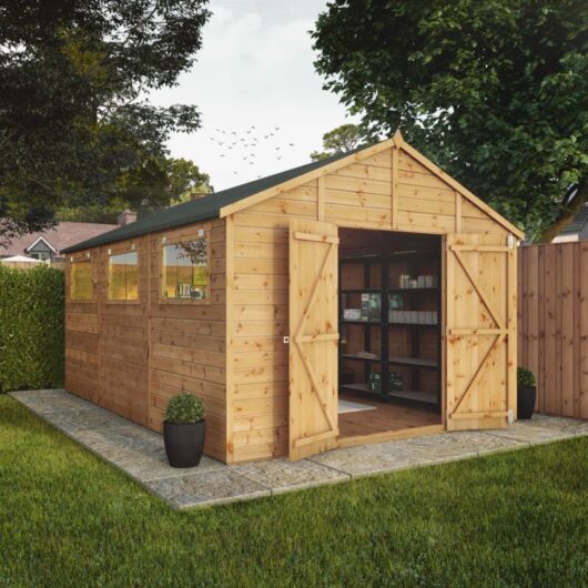 Waltons - 15 x 10 Feet Premium Shiplap Apex Workshop - Timber - L457.2 x W322.7 x H252.4 cm - Brown