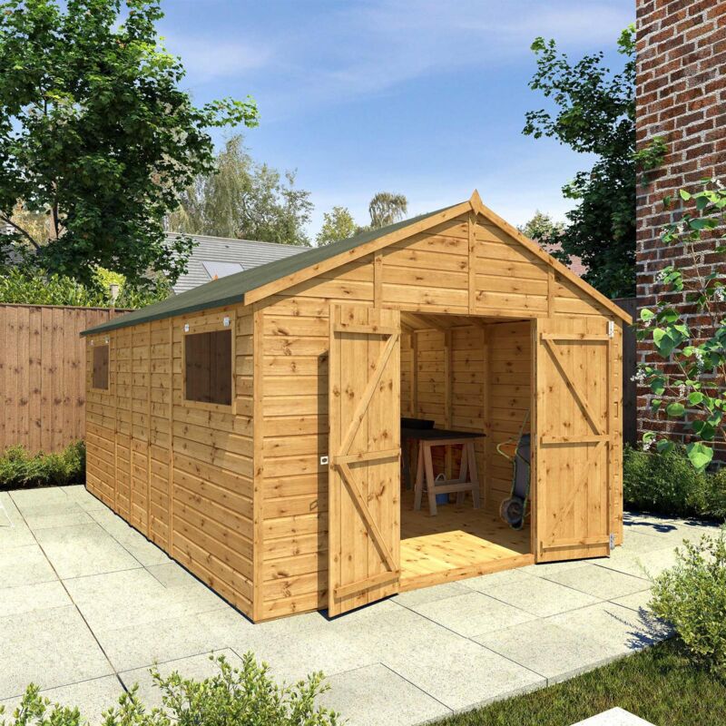 Waltons - 16 x 10 Feet Premium Shiplap Apex Workshop - Timber - L487 x W322.7 x H252.4 cm - Brown