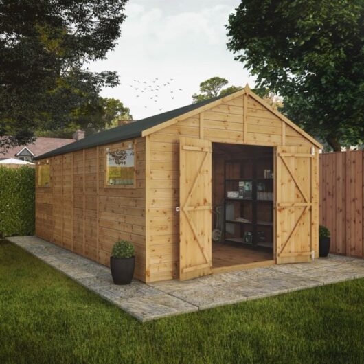 Waltons - 18 x 10 Feet Premium Shiplap Apex Workshop - Timber - L546.6 x W322.7 x H252.4 cm - Brown