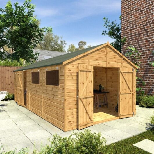 Waltons - 20 x 10 Feet Premium Shiplap Apex Workshop - Timber - L606.2 x W322.7 x H252.4 cm - Brown