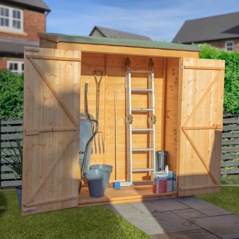 Waltons - 6 x 2'6 Feet Tongue and Groove Pent Storage Shed - Timber - L87.1 x W181.6 x H196.4 cm - Brown