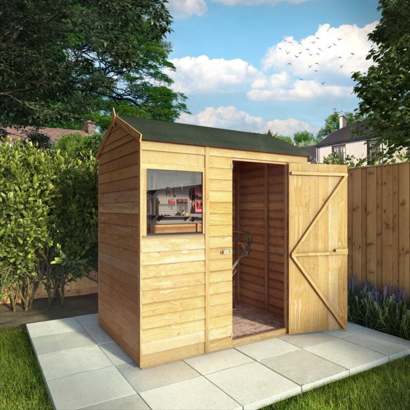 Waltons - 6 x 4 Feet Overlap Reverse Apex Shed - Timber - L131.3 x W181.8 x H208.3 cm - Brown