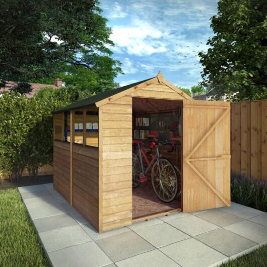 Waltons - 8 x 6 Feet Single Door Overlap Apex Shed - Timber - L240.4 x W190.5 x H198.6 cm - Brown