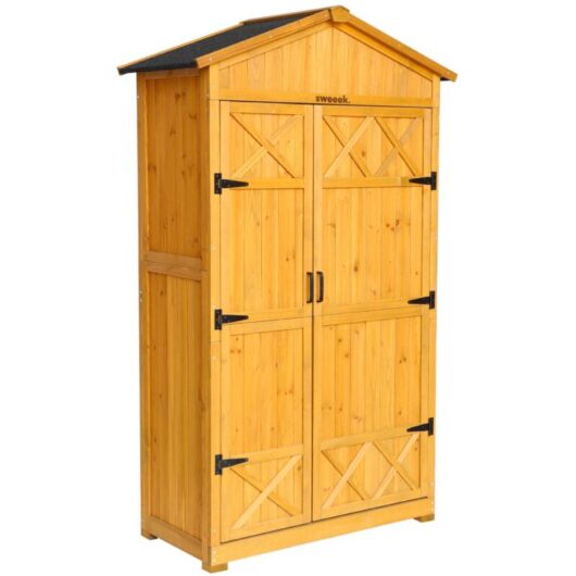 105 cm garden shed in spruce, 6 storage spaces, L 105 x D 55.5 x H 178.5 cm