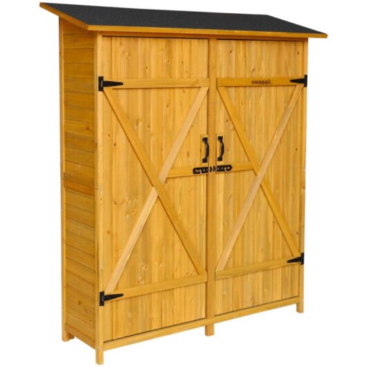 140 cm garden shed in fir wood, 4 storage spaces, W 140 x D 50 x H 162cm