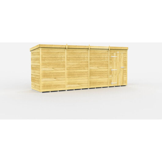 15 x 4 Feet Pent Shed - Single Door Without Windows - Wood - L118 x W454 x H201 cm