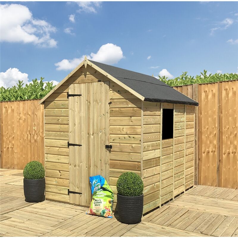 3 X 4 Tongue & Groove Apex Shed + Single Door + Low Eaves + 1 Window