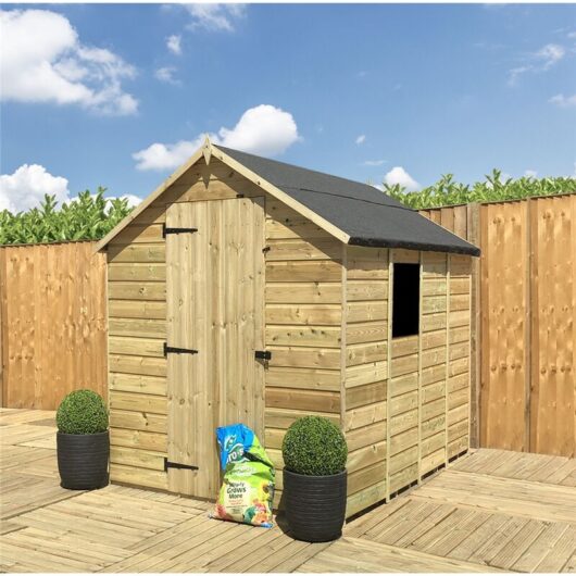 4 X 5 Pressure Treated Tongue And Groove Single Door Apex Shed (low Eaves) + 1 Window