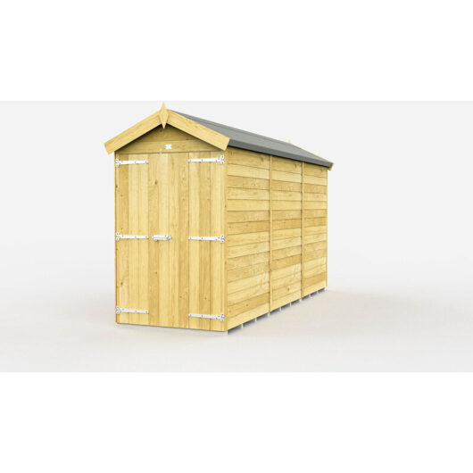 4 x 12 Feet Apex Shed - Double Door Without Windows - Wood - L358 x W118 x H217 cm