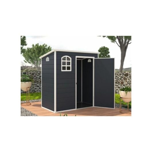 6 X 3 Plastic Pent Shed - Dark Grey With Foundation Kit (included)