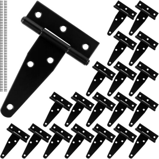 CCYKXA 20pcs Heavy Duty Door Hinges, 73mm Black T-Shaped Hinges, 3 Inch Sturdy Door Hinges with Screws for Wooden Doors, Shed Doors, Garden Gates,