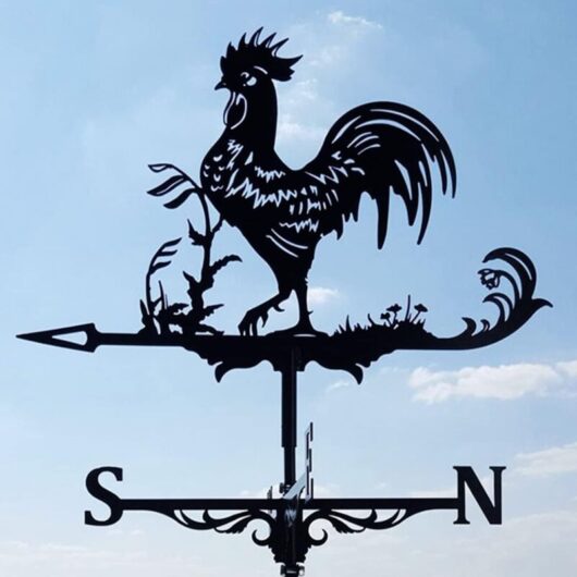 CCYKXA Retro stainless steel weather vane with rooster design for garden, chicken, farm stake, wind direction indicator for garden sheds, roof,