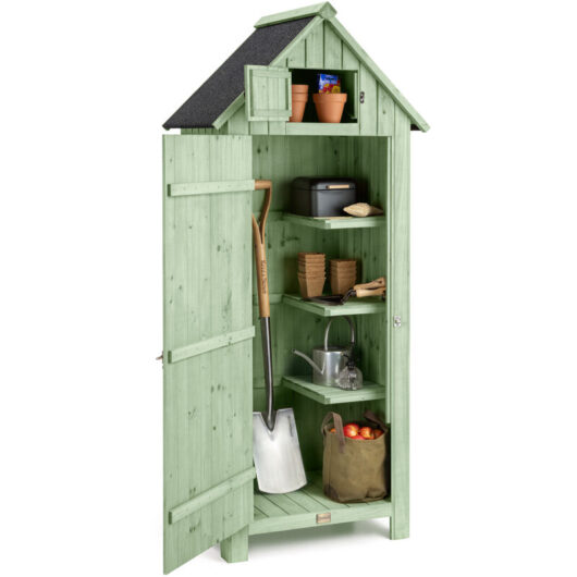 Christow - Narrow Garden Shed - Sage Green