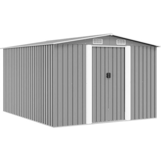 Garden Shed 257x298x178 cm Metal Grey Vidaxl