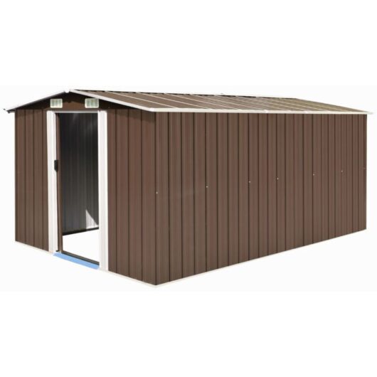 Garden Shed 257x392x181 cm Metal Brown Vidaxl