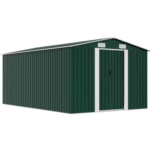 Garden Shed 257x392x181 cm Metal Green Vidaxl