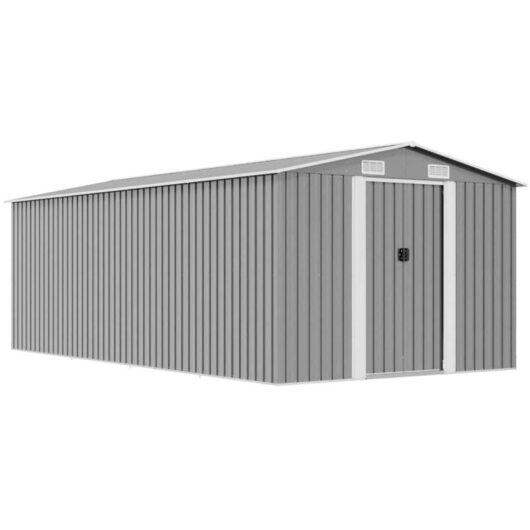 Garden Shed 257x489x181 cm Metal Grey Vidaxl