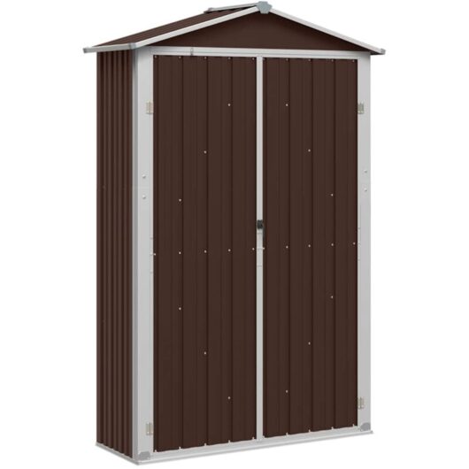 Garden Shed Brown 116x45x175 cm Galvanised Steel vidaXL