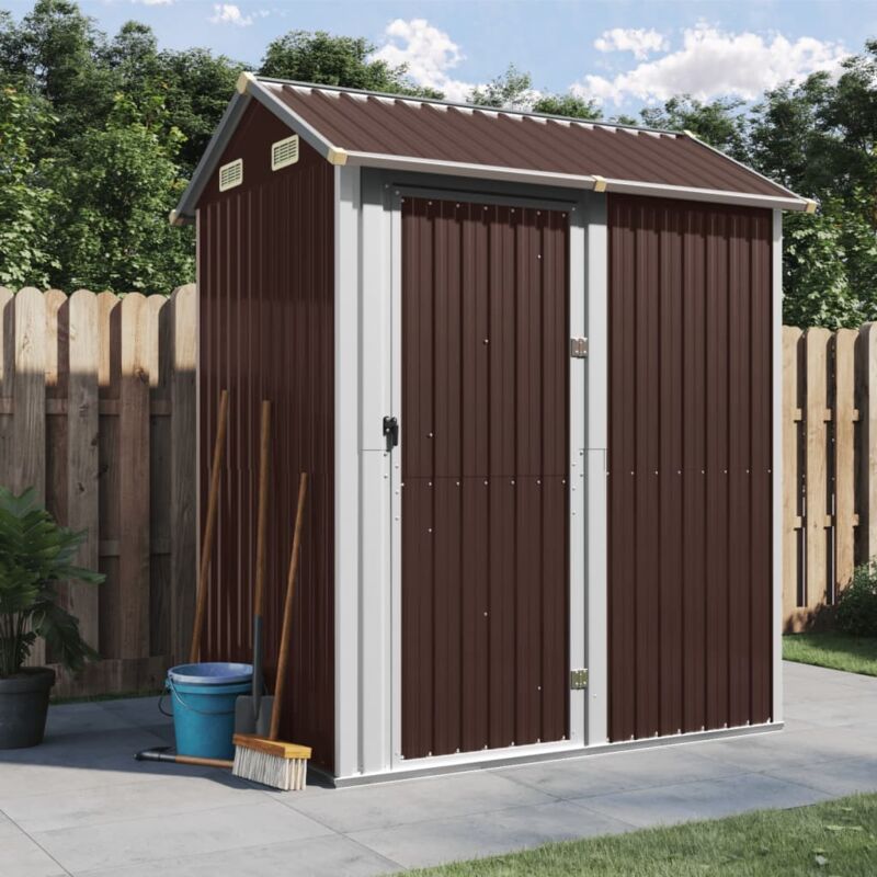 Garden Shed Brown 192x152.5x237 cm Galvanised Steel Vidaxl