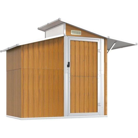 Garden Shed Brown 270x130x208.5 cm Galvanised Steel vidaXL