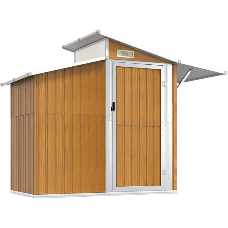 Garden Shed Brown 270x130x208.5 cm Galvanised Steel vidaXL