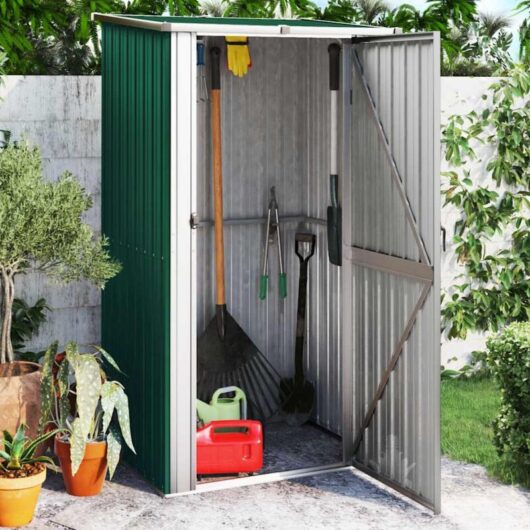 Garden Shed Green 118.5x97x209.5 cm Galvanised Steel Vidaxl